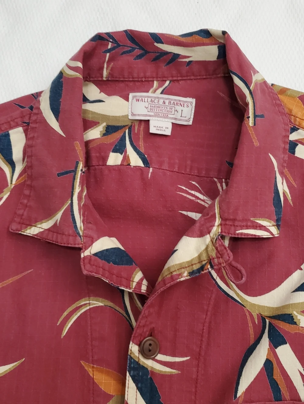 Wallace And Barnes J. Crew Short Sleeve Button Down Shirt Red  Mens Large
